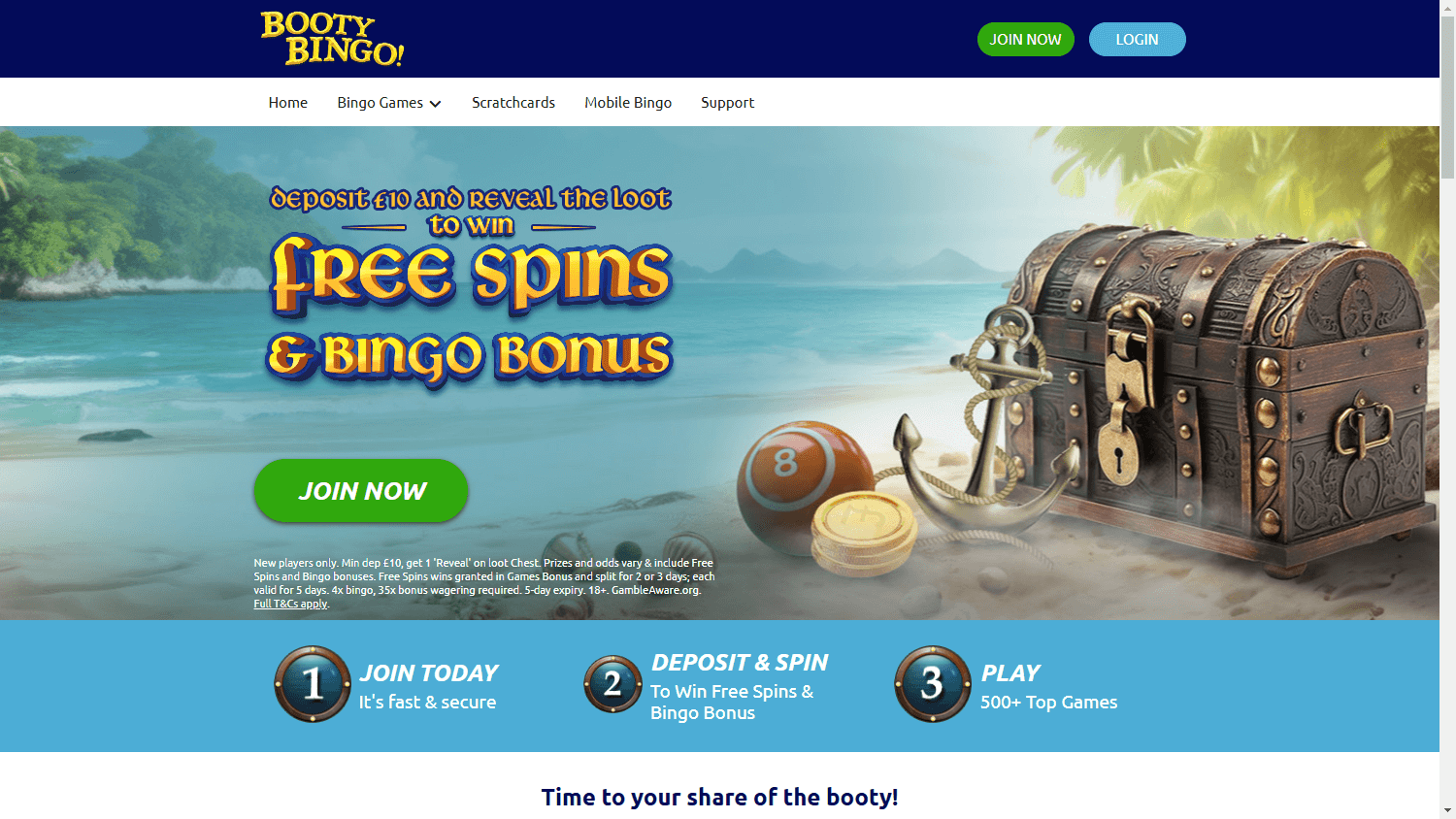 Booty Bingo Casino Desktop screenshot